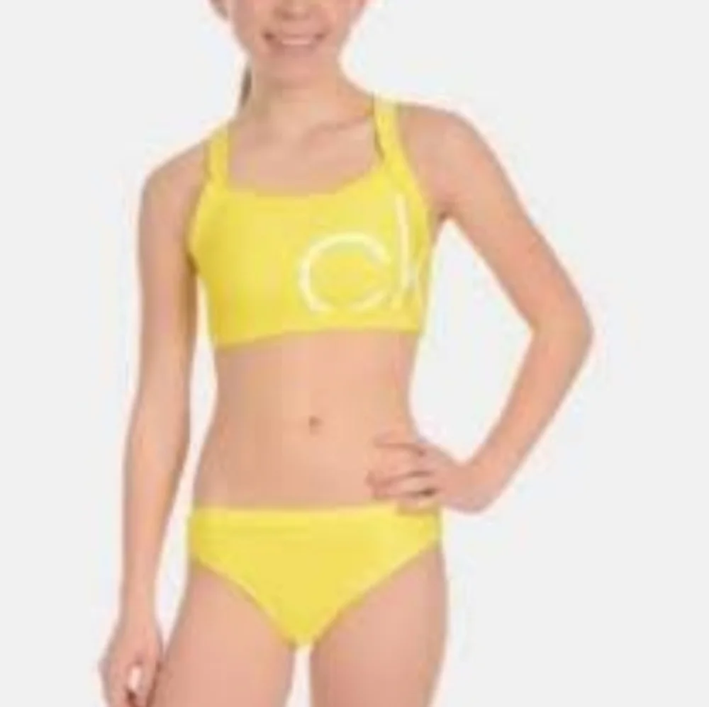 Calvin Klein Girls Swimsuit 2 Piece Bikini Yellow Size 8 - 10